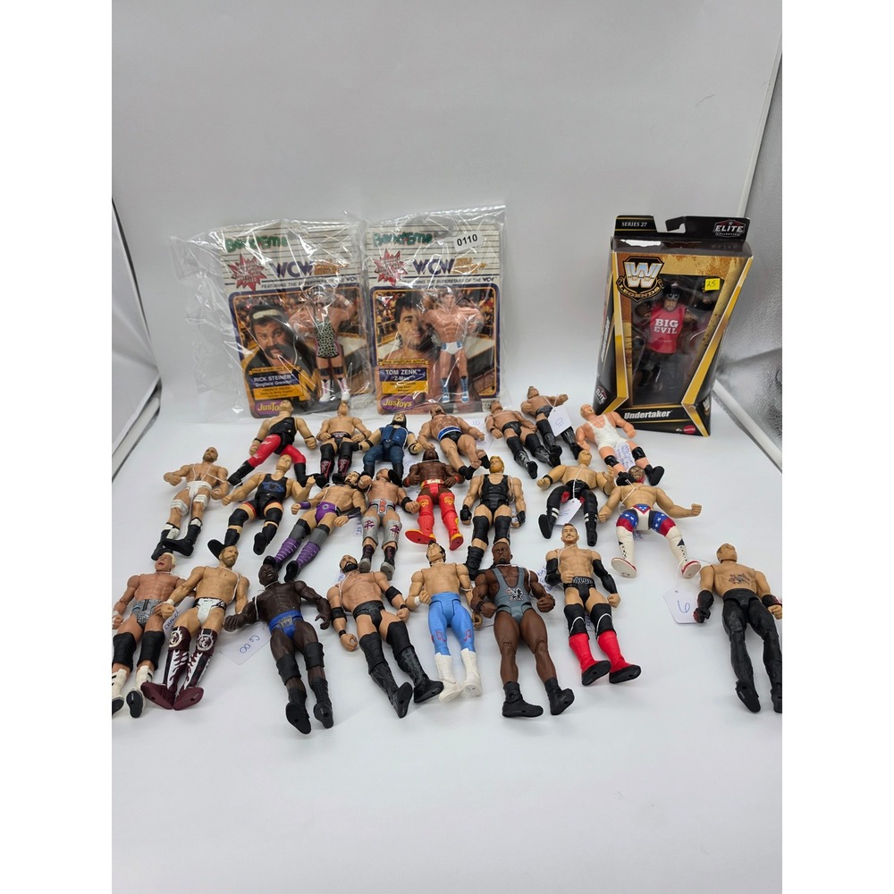 WWE WCW Wrestling Figure Lot Undertaker Elite Rick Steiner Tom Zenk Bend-Ems